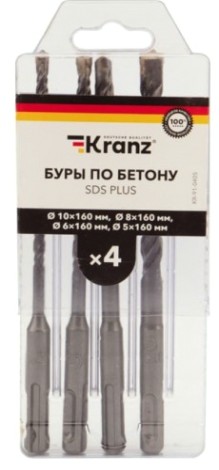 Набор буров Kranz KR-91-0405 по бетону, 4 шт.