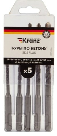 Набор буров Kranz KR-91-0406 по бетону, 5 шт. Набор буров Kranz KR-91-0406 по бетону, 5 шт.