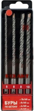 Набор буров REXANT SDS-plus 5-6-8-10х160 мм, 4 шт. [91-0405]