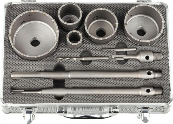 Набор буровых коронок SDS-plus/SDS-MAX ЗУБР ПРОФЕССИОНАЛ с оснасткой, d=33, 50, 68, 82, 100 [29185-H10]