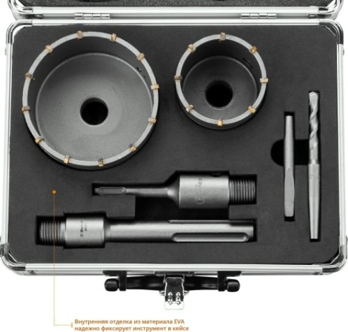 Набор буровых коронок SDS-plus/SDS-MAX ЗУБР ПРОФЕССИОНАЛ с оснасткой, d=68, 100 мм, кейс, [29185-H2-2]