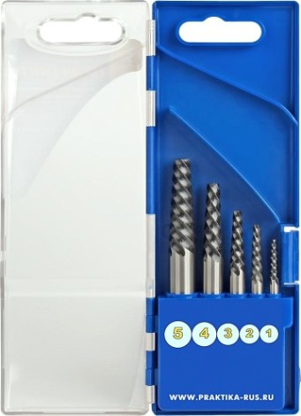Набор для извлечения саморезов,болтов, шпилек ПРАКТИКА ЭКСПЕРТ 5шт. 640-414 [640-414]