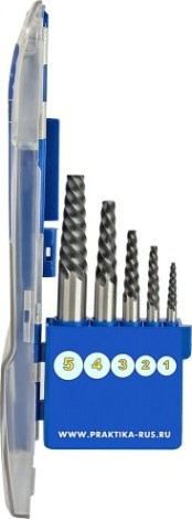 Набор для извлечения саморезов,болтов, шпилек ПРАКТИКА ЭКСПЕРТ 5шт. 640-414 [640-414]