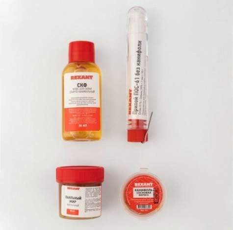 Набор для пайки REXANT К4 универсальный (припой, канифоль, паяльный жир, флю [09-3744]