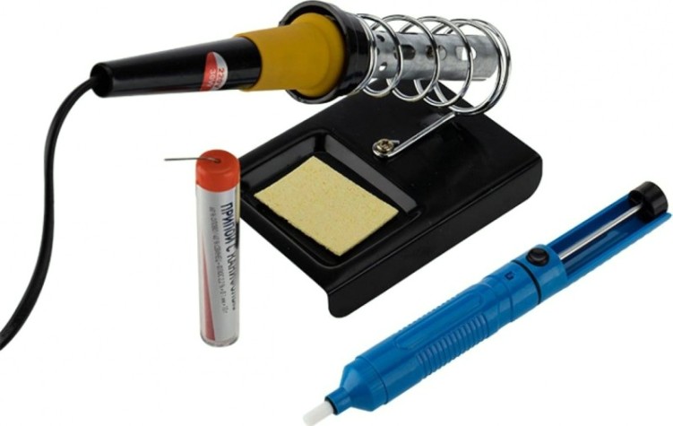 Набор для пайки REXANT П0163 № 4 (паяльник 30 вт, оловоотсос, подставка, припой [12-0163]