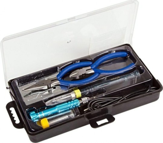 Набор для пайки REXANT П0168 №16 (usb-паяльник 8вт, кусачки, тонкогубцы, подста [12-0168]