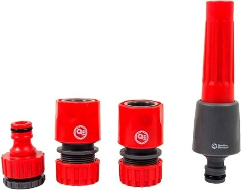 Набор для полива QUATTRO ELEMENTI 4 предмета. соединитель 1/2"-2шт, штуцер 1/2" и 3/4", насадка [646-188]