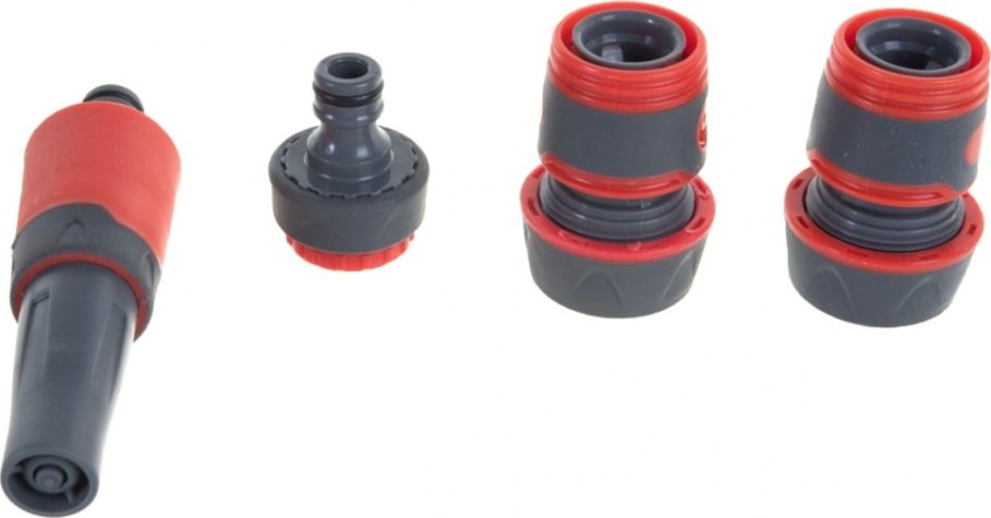 Набор для полива QUATTRO ELEMENTI 4 предмета. соединитель 3/4"-2шт., штуцер 1/2" и 3/4", насадка мя [646-201]