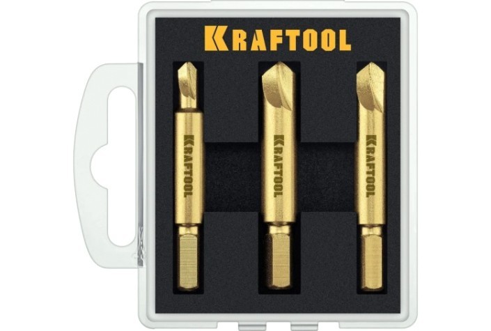 Набор экстракторов KRAFTOOL 3 предмета поврежденного крепежа до 95%, [26770-H3]