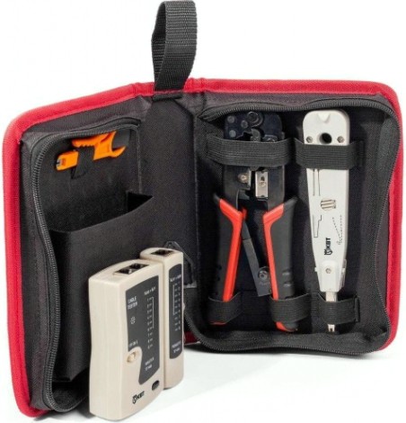 Набор электромонтажного инструмента КВТ LAN-4 для работ с сетевым кабелем [85935]