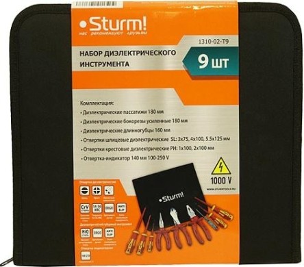 Набор электромонтажного инструмента Sturm 1310-02-T9 инструмента 9 предм, тканевый кейс Набор электромонтажного инструмента Sturm 1310-02-T9 инструмента 9 предм, тканевый кейс