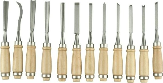 Набор фигурных стамесок STAYER 1835-Н12 12 преметов, с деревянной ручкой [1835-H12_z01]