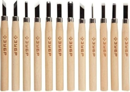 Набор фигурных стамесок ЗУБР "ЭКСПЕРТ" 12 преметов 18375-Н12 [18375-H12]