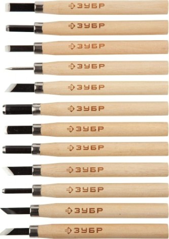 Набор фигурных стамесок ЗУБР "ЭКСПЕРТ" 12 преметов 18375-Н12 [18375-H12]