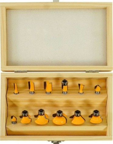 Набор фрез по дереву ЭНКОР д/декоратив. применения, 12 шт., хв. 8мм [10621]