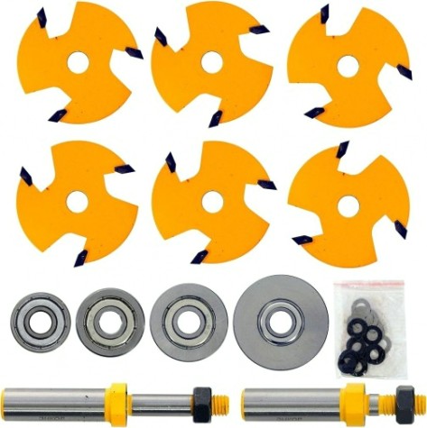 Набор фрез по дереву ЭНКОР кромочных фальцевых, 4диска,2хв.12мм [10593]