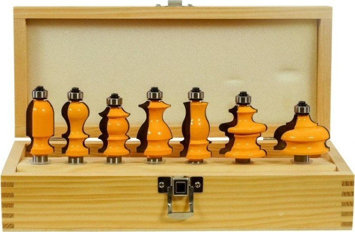 Набор фрез по дереву ЭНКОР кромочных фигурных, 7шт. хв., 12мм [10628]