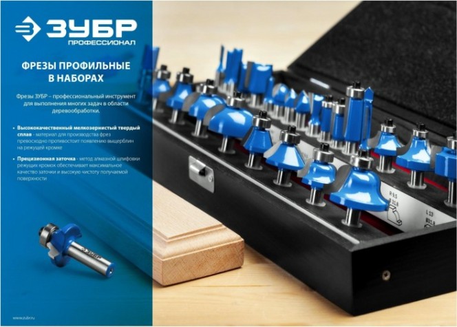 Набор фрез по дереву ЗУБР 28796-H12 ПРОФЕССИОНАЛ
