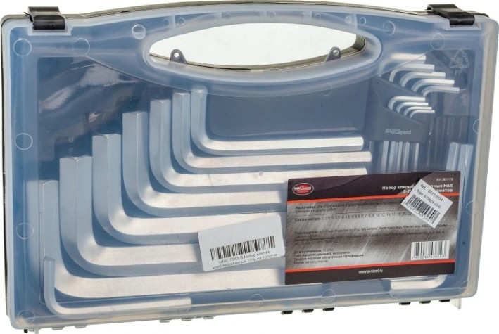 Набор Г-образных ключей AV Steel AV-361119 HEX 2-22 мм, 19 предметов Набор Г-образных ключей AV Steel AV-361119 HEX 2-22 мм, 19 предметов