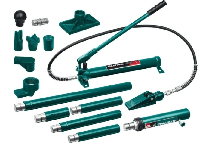 Набор гидроинструмента для правки кузова KRAFTOOL 43435-10 усилие 10 т, в кейсе 18 предметов Набор гидроинструмента для правки кузова KRAFTOOL 43435-10 усилие 10 т, в кейсе 18 предметов