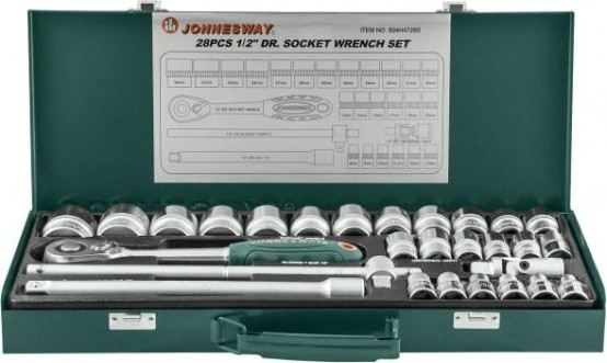 Набор головок 1/2" JONNESWAY S04H4728S 1/2"DR, 8-34 мм, 28 предметов [047534]