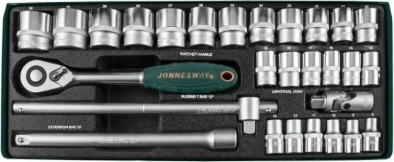 Набор головок 1/2" JONNESWAY S04H4728S 1/2"DR, 8-34 мм, 28 предметов [047534]
