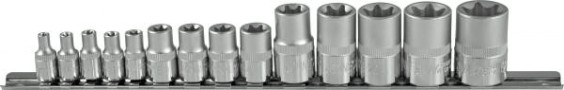 Набор головок 1/2" JONNESWAY S06H414S 1/4", 3/8", 1/2"DR, внешний TORX®, на держателе, Е [047262]
