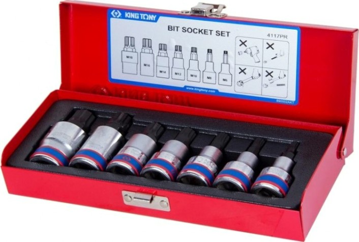 Набор головок 1/2" KING TONY 4117PR 1/2", 7 предметов SPLINE