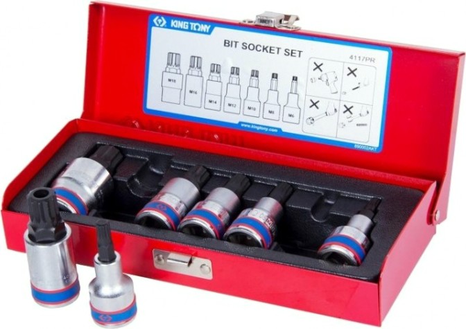 Набор головок 1/2" KING TONY 4117PR 1/2", 7 предметов SPLINE