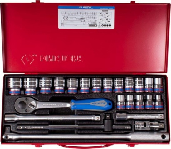 Набор головок 1/2" KING TONY 4324MR шестигранные, 10-32 мм, 24 предмета