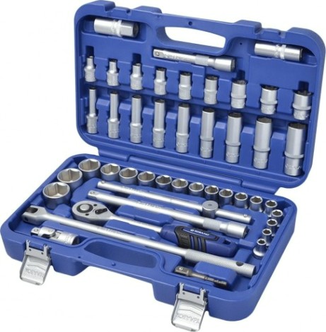 Набор головок 1/2" Кобальт 791219-45 торцевых с трещоткой cr-v (45 пр.) кейс