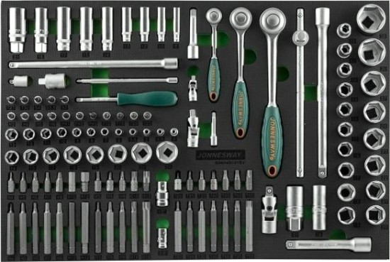 Набор головок 1/4", 3/8", 1/2"DR JONNESWAY S04H45121SV в EVA ложементе, 121 предмет [049275]