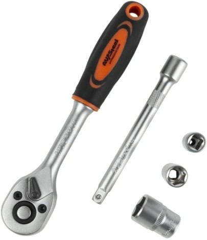 Набор головок 1/4" AV Steel AV-011412 с трещоткой, 12 предм.