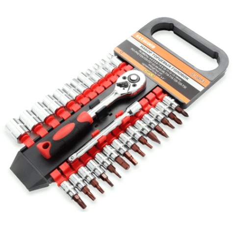 Набор головок 1/4" GOODKING T-1428 торцевых с трещоткой, 28 предметов