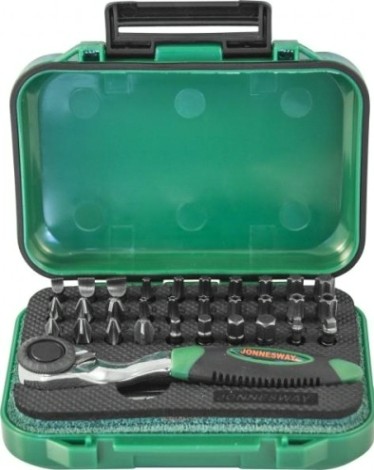 Набор головок 1/4" JONNESWAY RD01032S трещоточная со вставками-битами, 32 предмета [049303]