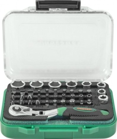 Набор головок 1/4" JONNESWAY RD02040S трещоточная со вставками-битами и торцевыми, 40 пр [049305]