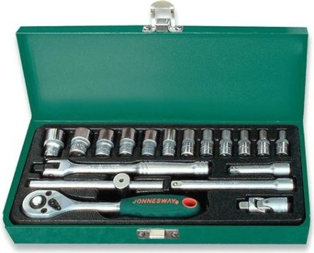 Набор головок 1/4" JONNESWAY S04H2118S 1/4"DR, 4-13 мм, 18 предметов [047434]