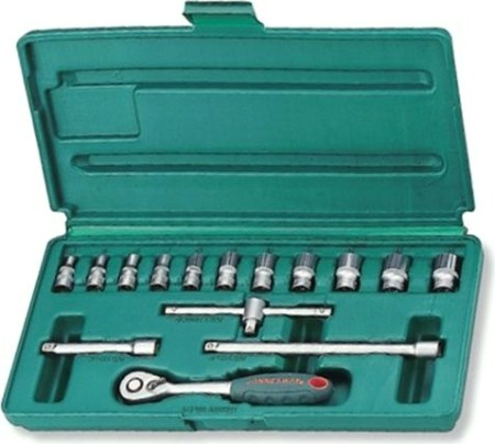 Набор головок 1/4" JONNESWAY S04H2715S 1/4"DR, 4-14 мм, 15 предметов [047482]