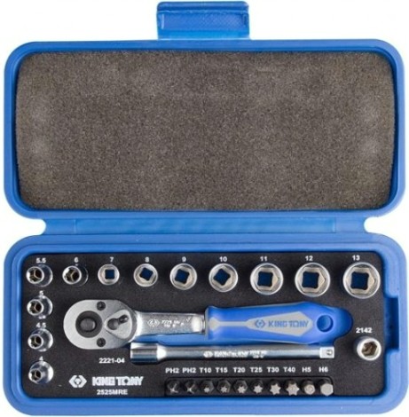 Набор головок 1/4" KING TONY 2525MRE 1/4", 25 предметов