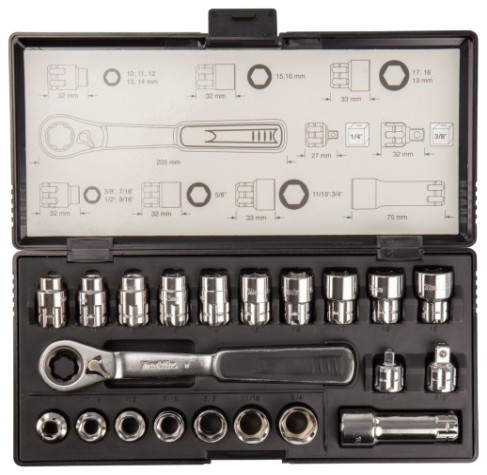 Набор головок 1/4" MAKITA B-65604 проходных с трещоткой 21 предмет