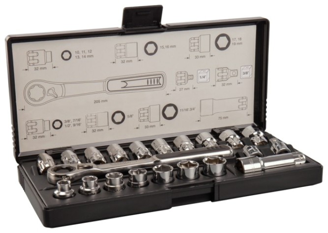 Набор головок 1/4" MAKITA B-65604 проходных с трещоткой 21 предмет