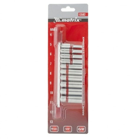 Набор головок 1/4" MATRIX 13592 удлиненных торцевых 10 шт.
