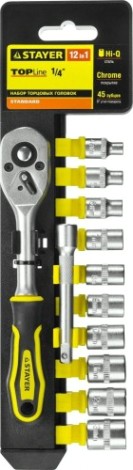 Набор головок 1/4" STAYER 12 предметов 27754-Н12 [27754-H12]