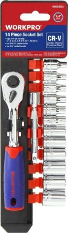 Набор головок 1/4" WORKPRO WP202556 с принадлежностями 14 шт. Набор головок 1/4" WORKPRO WP202556 с принадлежностями 14 шт.