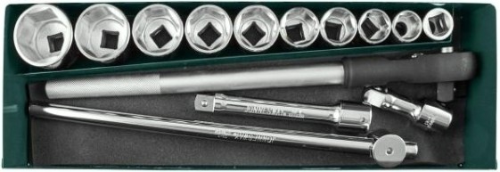 Набор головок 3/4" JONNESWAY S04H6315SA (S04H6115SA) 3/4"DR, 22-50 мм, 15 предметов [047229]