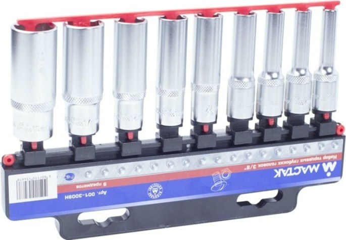 Набор головок 3/8" МАСТАК 001-3009H 3/8", 8-19 мм, 9 предметов