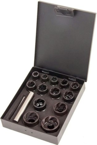 Набор головок-экстракторов AV Steel AV-921096 для поврежденных болтов, гаек 9-27мм, 15 предм.