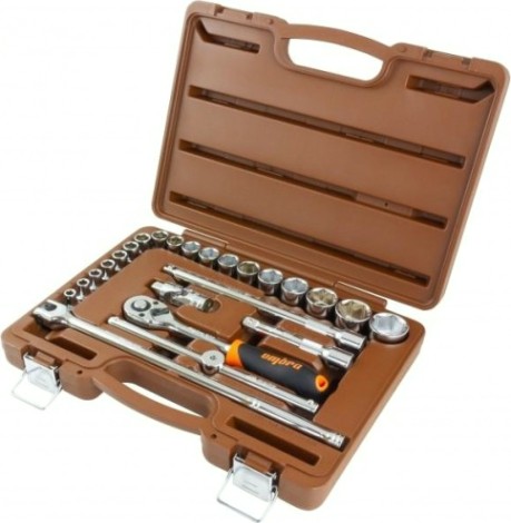 Набор головок торцевых с аксессуарами OMBRA 1/2" DR 8-32 мм, 24 предмета [911224]