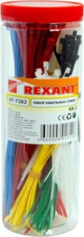 Набор хомутов REXANT 100, 200 мм, цветные нх-2, тубус 300 шт. [07-7202]
