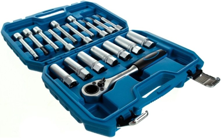 Набор инструмента AV Steel AV-922058 для разбора стоек с проходной трещоткой, 18 предм.